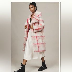 Anthropologie plaid fur coat